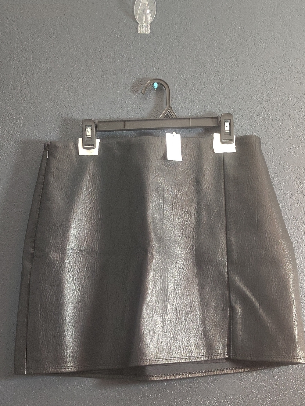 Old Navy Black Faux Leather Mini Skirt Academia Preppy Grunge Size Large